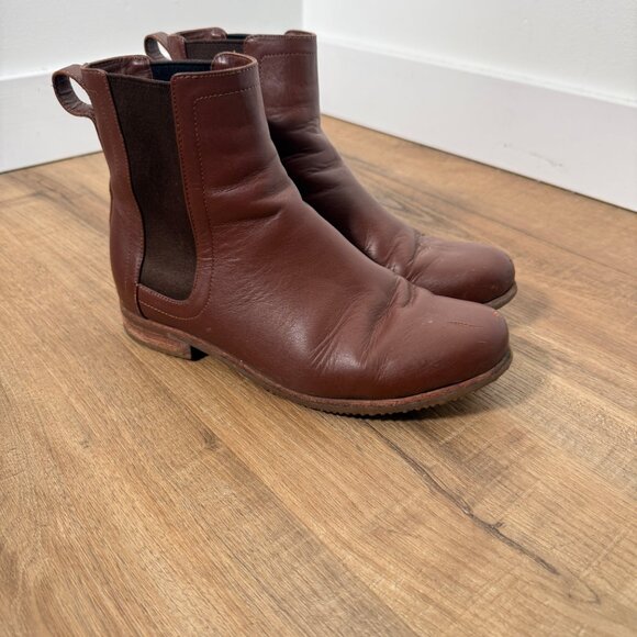 Poppy Barley Leather Chelsea Boot Chocolate Brown Minimalist Classic 6.5 - Picture 2 of 11